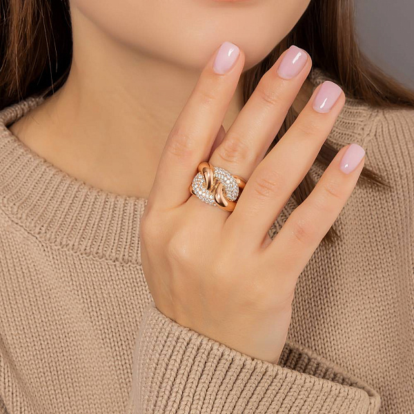 Кольцо из красного золота с фианитами (арт. 156523) – изображение 3