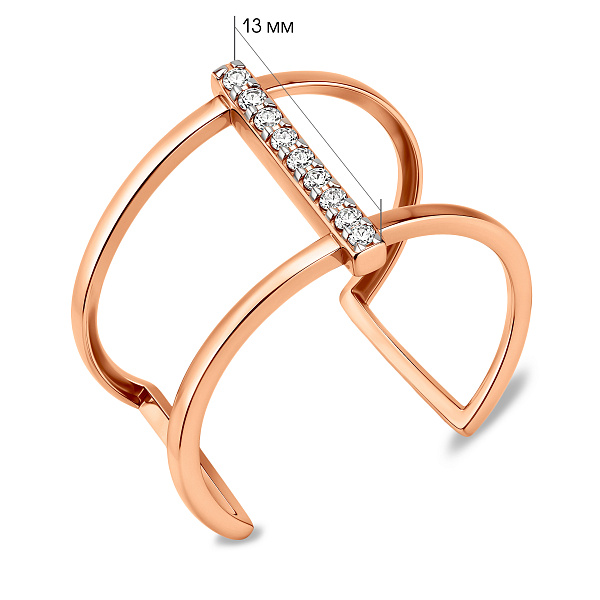 Безрозмірна золота каблучка з фіанітами (арт. 140794) – зображення 2