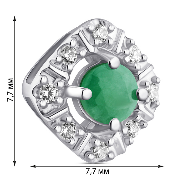 Серебряный кулон с изумрудом и фианитами (арт. 7503/2188094Изм) – изображение 2