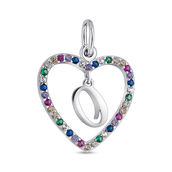 Серебряный подвес Сердце Буква О (арт. 7503/П2ФЦ/1185) – изображение 1