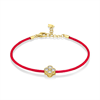 Фото Браслет з шовкової нитки з вставками зі срібла (арт. 7309/3349/8кж)