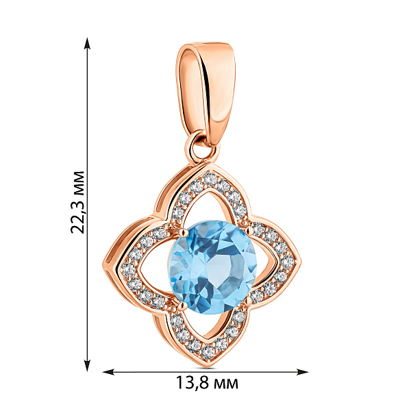 Кулон з червоного золота з топазом та фіанітами (арт. 441479Птг) – зображення 2