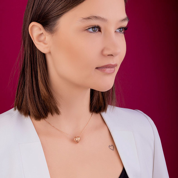 Золотое колье Сердце (арт. 360208) – изображение 6