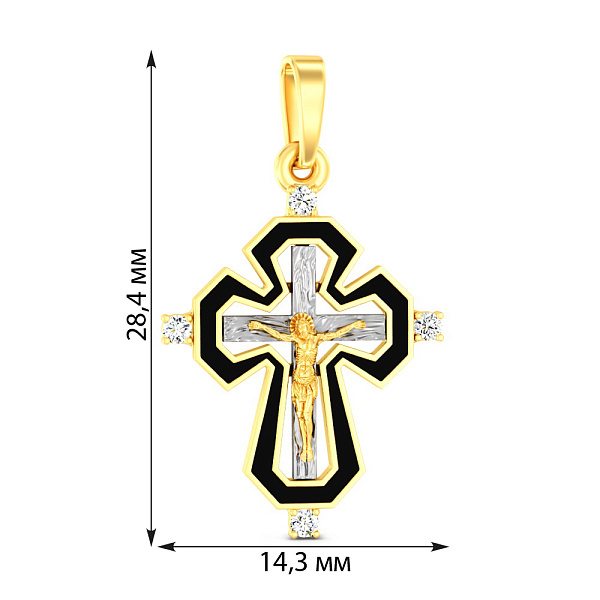 Золотой нательный крестик с распятием и эмалью (арт. 501641жч) – изображение 2