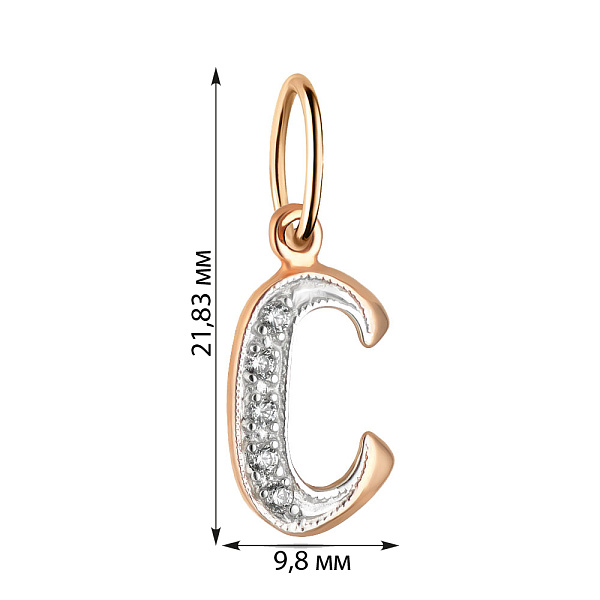 Золота підвіска Літера С з фіанітами (арт. 440280) – зображення 2