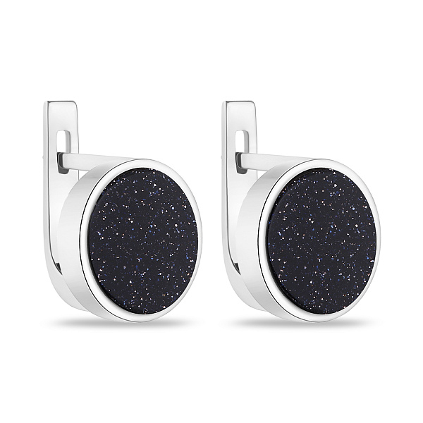 Срібні сережки з авантюрином (арт. 7502/А224Авчсю) – зображення 1