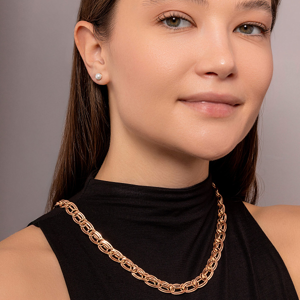 Пусеты из красного золота с жемчугом (арт. 110901) – изображение 4