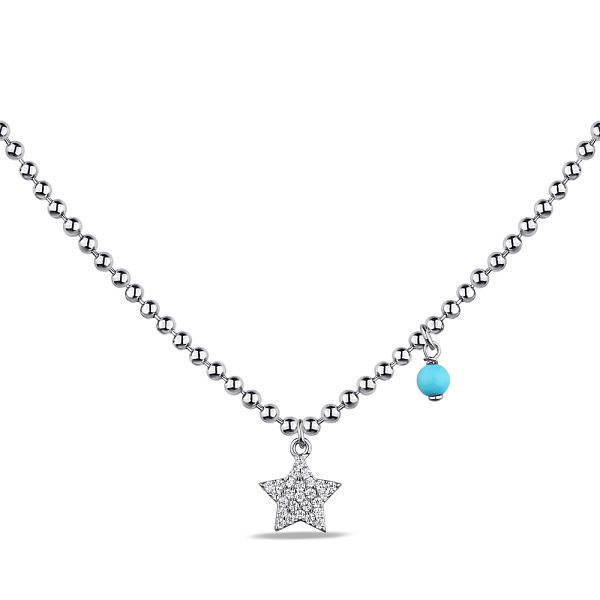 Серебряное колье Звезда с бирюзой и фианитами (арт. 7507/1982Б) – изображение 1