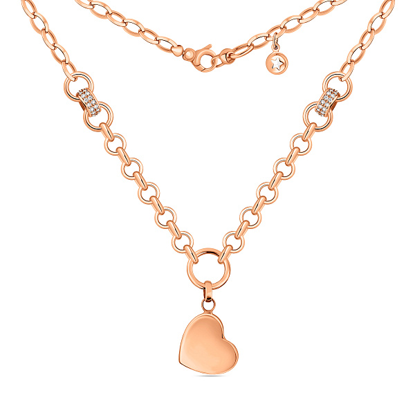 Колье Сердце из красного золота с фианитами (арт. 353020) – изображение 2
