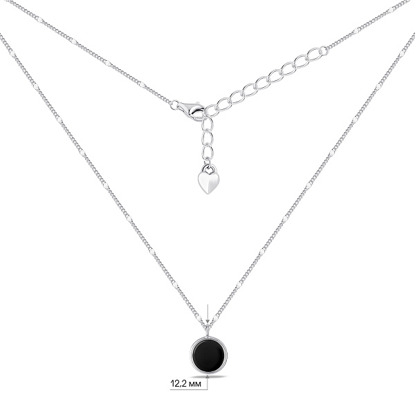 Серебряное колье с подвеской с ониксом (арт. 7507/2650о) – изображение 3