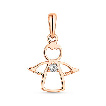 Фото Золотая подвеска Ангел с фианитом (арт. 440646)