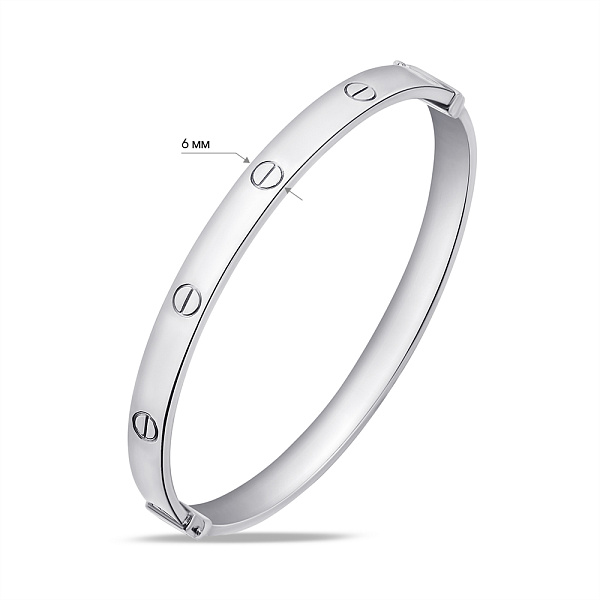 Жесткий серебряный браслет без камней (арт. 7509/3818/6) – изображение 2