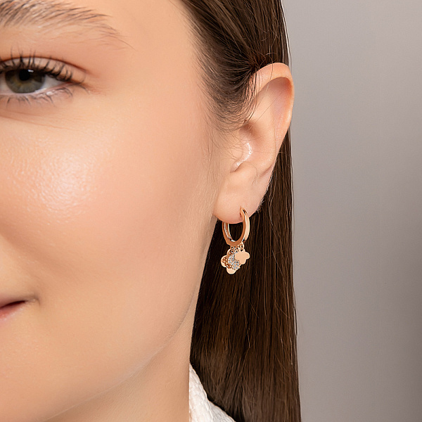 Сережки-підвіски з золота з фіанітами (арт. 108363/15) – зображення 2