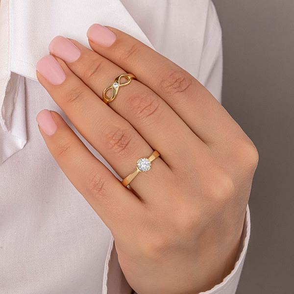 Кольцо золотое помолвочное с фианитом (арт. 142200ж) – изображение 2