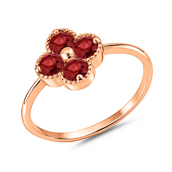 Фото Кольцо из красного золота с гранатом (арт. 141246Пк)