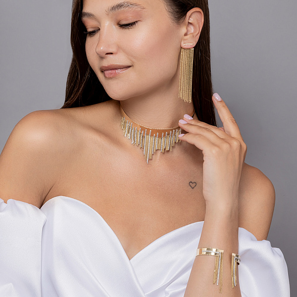 Длинные золотые серьги Francelli (арт. 1092046ж) – изображение 7