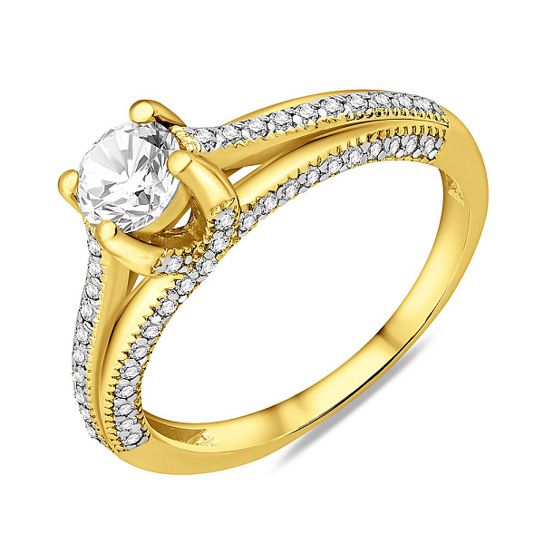 Золотое кольцо с фианитами (арт. 140723ж) – изображение 1