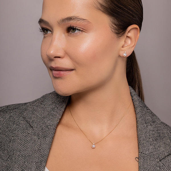 Золотое колье с жемчугом и бриллиантом (арт. Ц011292) – изображение 6