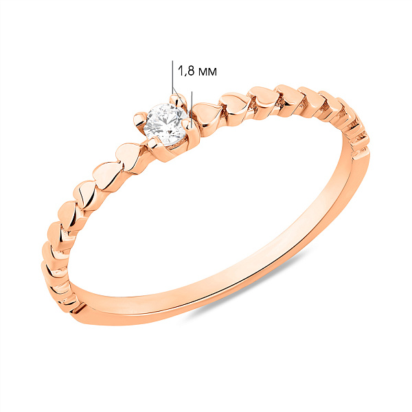 Тонка золота каблучка з фіанітом (арт. 156336) – зображення 5