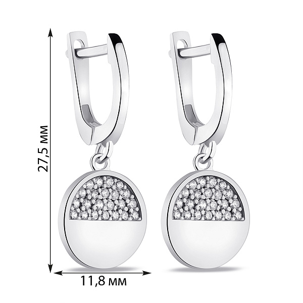 Серебряные серьги-подвески с фианитами (арт. 7502/9113) – изображение 2