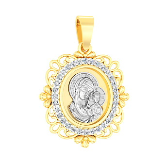 Фото Золотая ладанка Божия Матерь Казанская (арт. 440590ж)