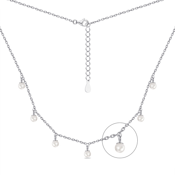 Серебряное колье с жемчугом (арт. 7507/1762жб) – изображение 1