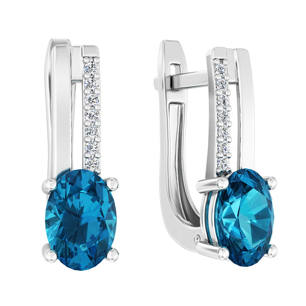 Серьги золотые с топазом и фианитами (арт. 111135Пбл) – изображение 1