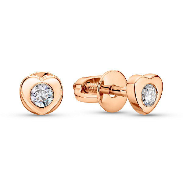 Серьги из золота Сердечки  с бриллиантами (арт. Т011717010) – изображение 1