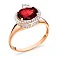 Золота каблучка з гранатом і фіанітами (арт. 140470Пк) – зображення 2
