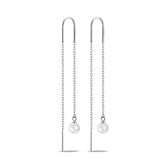 Фото Срібні сережки-протяжки з перлинами (арт. 7502/9740жб)