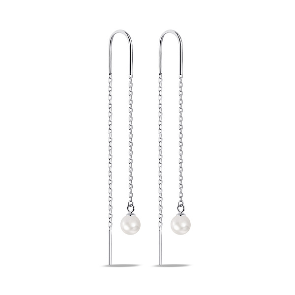 Срібні сережки-протяжки з перлинами (арт. 7502/9740жб) – зображення 1