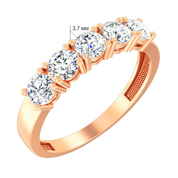 Золотое кольцо с фианитами (арт. 141049) – изображение 3