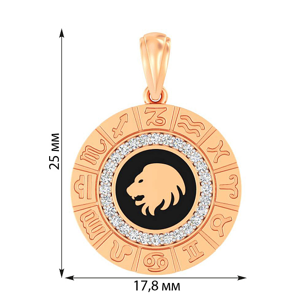 Золотой подвес "Лев" с фианитами и эмалью (арт. 440681ечл) – изображение 5