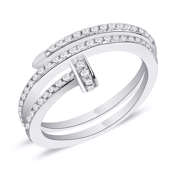 Серебряное кольцо в форме гвоздя с фианитами (арт. 7501/6061) – изображение 1