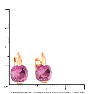 Сережки з золота з рожевим кварцом  (арт. 110258ПрГ)