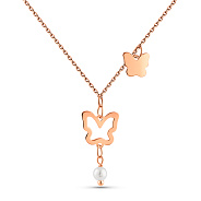 Золотое колье Бабочки с жемчугом (арт. 352545прлб)