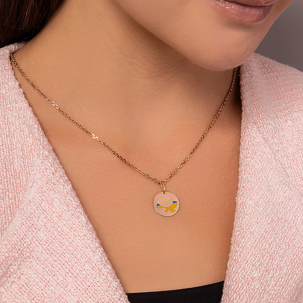 Двойной золотой подвес "Украина" с эмалью (арт. 440748есж) – изображение 3