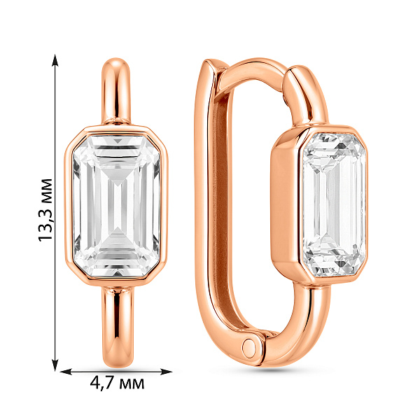 Серьги из красного золота с фианитами (арт. 1092233) – изображение 2