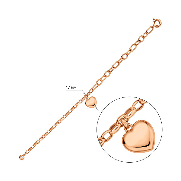 Браслет из красного золота с подвеской (арт. 326770П1) – изображение 3