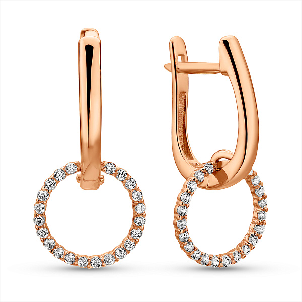 Серьги из красного золота с фианитами (арт. 2111736101) – изображение 1