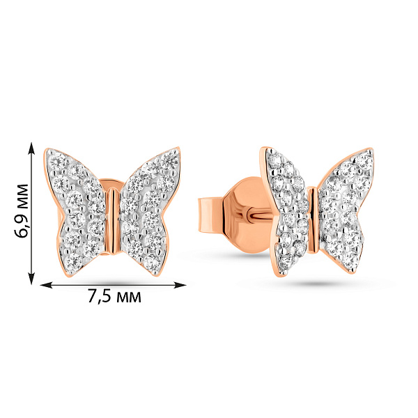 Золотие сережки-пусети Бабочки (арт. 110045) – изображение 9