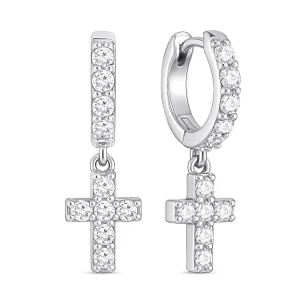 Серебряные серьги Крестики с фианитами (арт. 7502/9933/10)