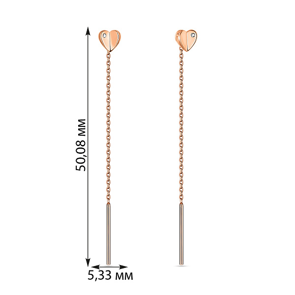 Золотые серьги-протяжки с фианитами (арт. 108578) – изображение 2