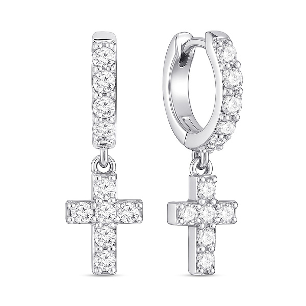 Серебряные серьги Крестики с фианитами (арт. 7502/9933/10) – изображение 1