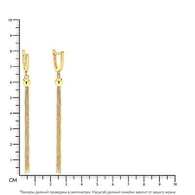 Довгі сережки з жовтого золота з ланцюжками (арт. 104336ж)