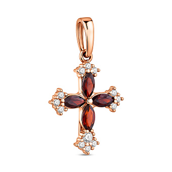 Золотой кулон с гранатом и фианитами (арт. 4401029Пк)