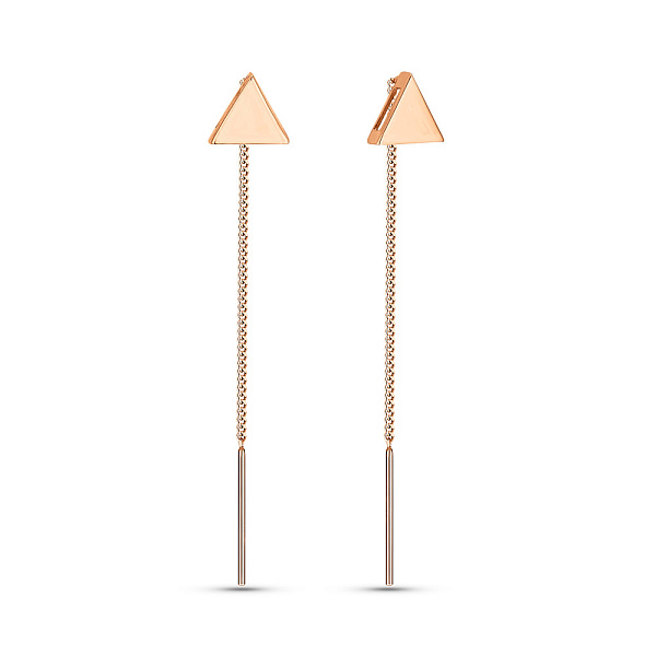 Золотые серьги-протяжки Треугольники (арт. 109935) – изображение 1