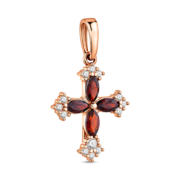 Золотий кулон з гранатом і фіанітами (арт. 4401029Пк) – зображення 1