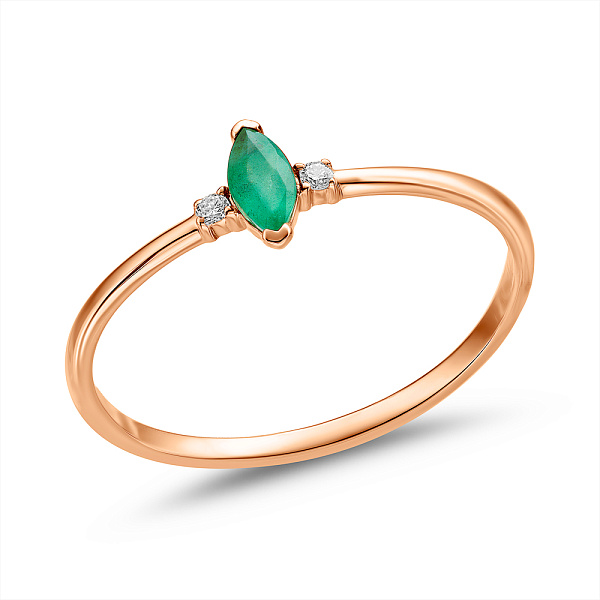 Золотое кольцо с изумрудами и бриллиантами (арт. К011357и) – изображение 1