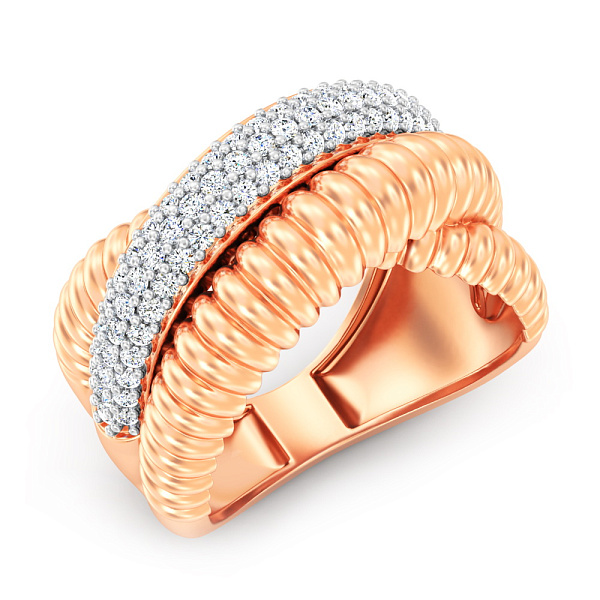 Кольцо из красного золота с фианитами (арт. 1401027) – изображение 1